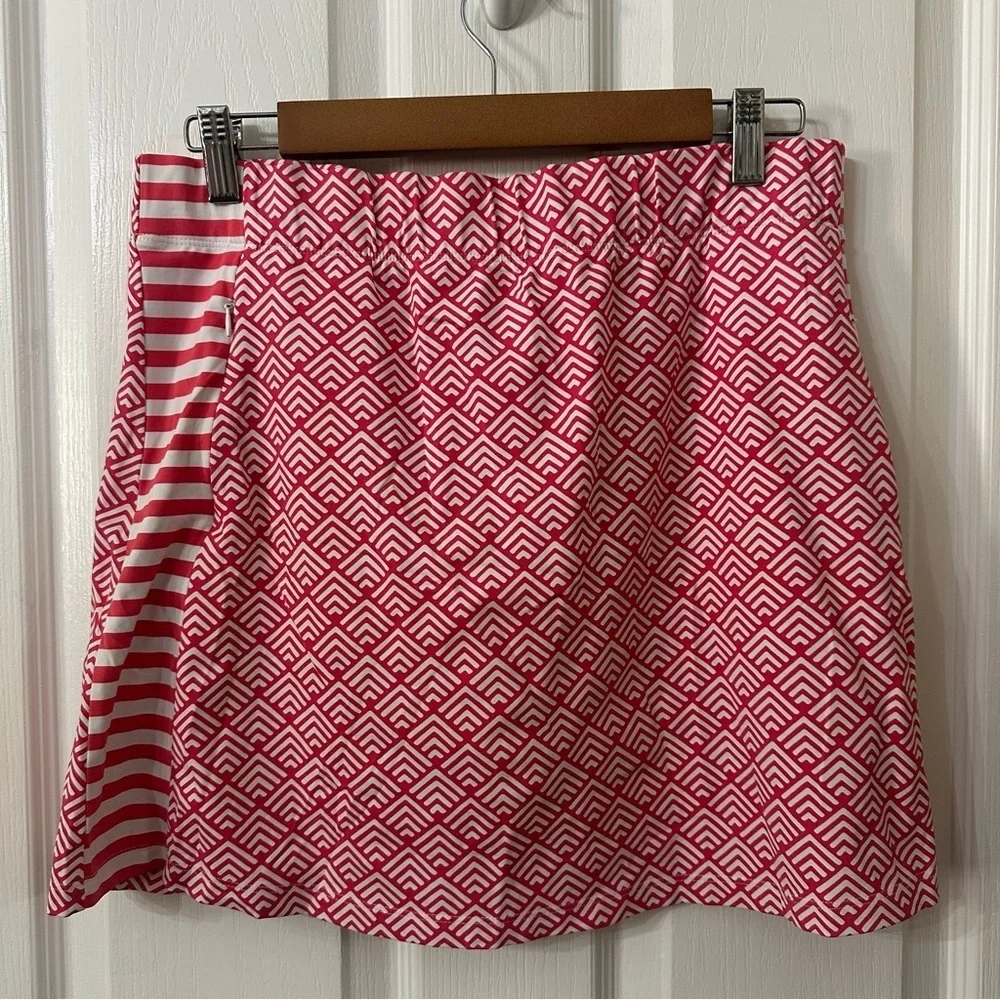 J. McLaughlin Palm Springs Pink White Chevron Catalina Cloth Skort Skirt, M